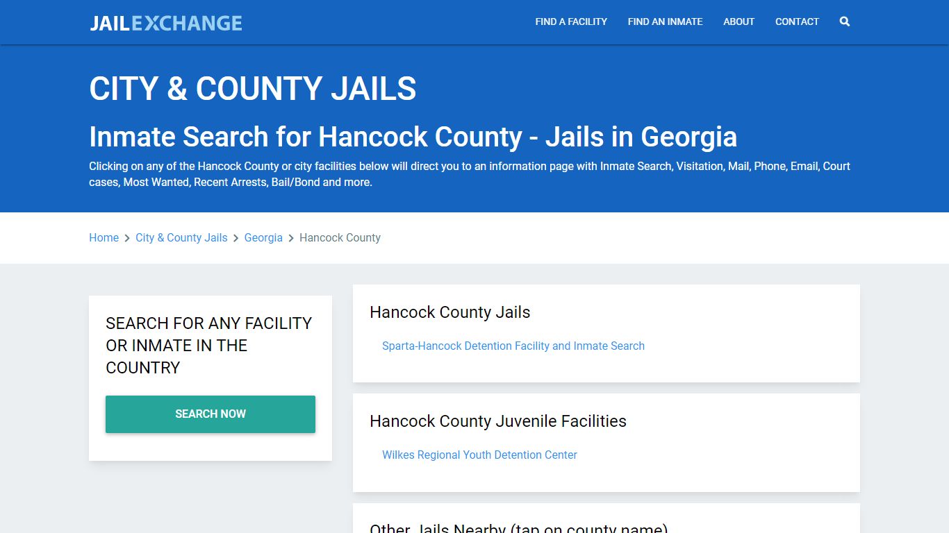 Inmate Search for Hancock County | Jails in Georgia - Jail Exchange